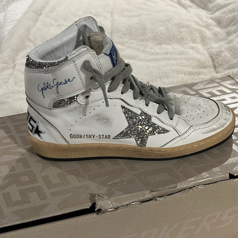 COPY - Golden Goose Sky Stars with silver glitter inserts and signature on ankl…